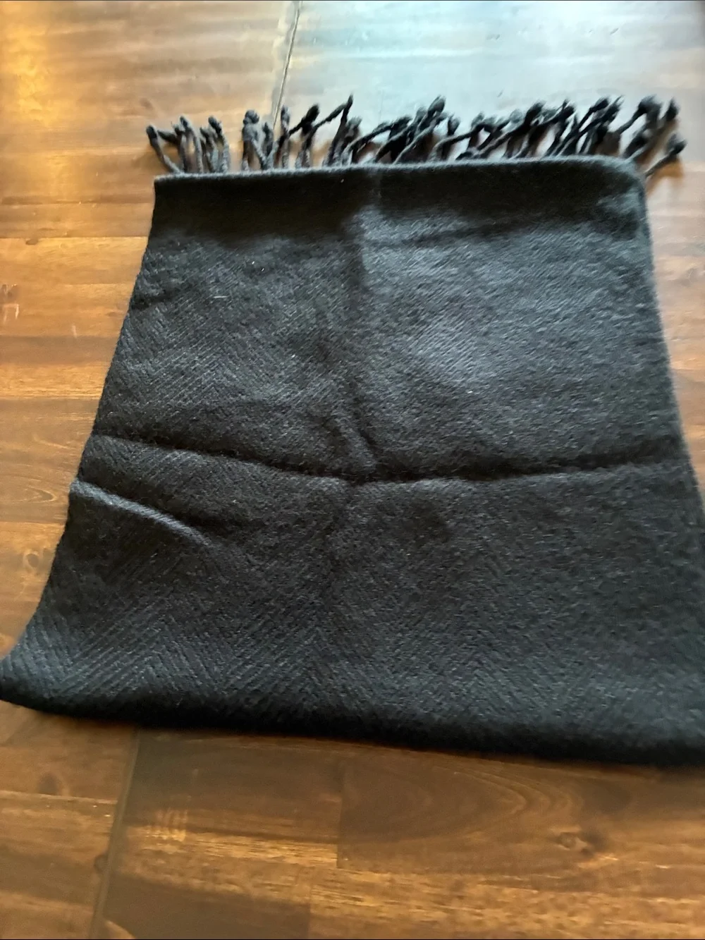 Pronto Uomo Black 100% Cashmere Scarf with Fringe